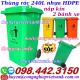 Thùng rác 240 lít nắp kín nhựa HDPE 2 bánh xe