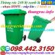 Thùng rác nhựa 240 lít màu xanh lá - nắp kín - 2 bánh xe