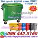 Xe rác 660 lít nhựa HDPE 4 bánh xe nhiều màu - phân loại rác